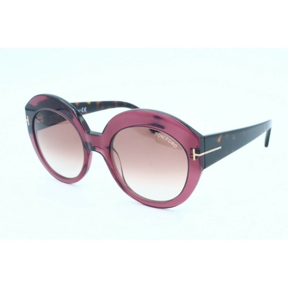 Tom Ford Rachel TF 533 71F Round Bordeaux Tortoise Sunglasses Rose Gradient Lens